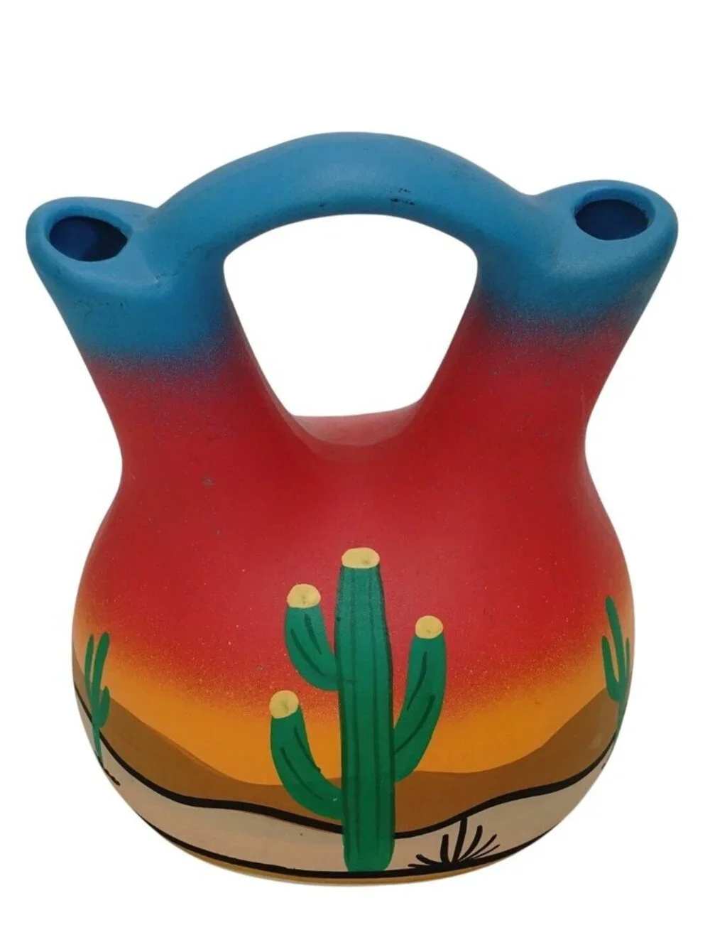 Sunset Desert Vase Vintage Native American Navajo Style Pottery Wedding Vase 5